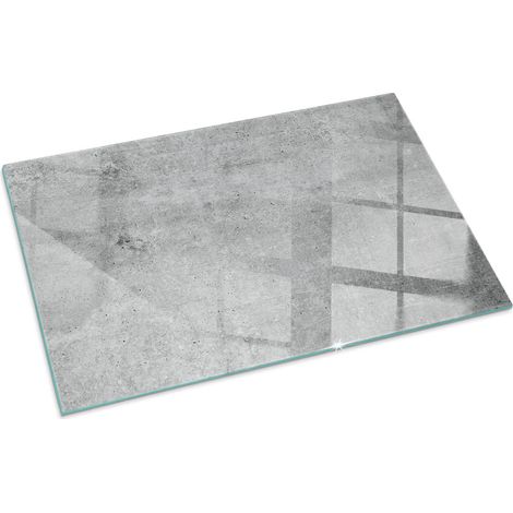 Plaque Rectangulaire de protection de sol en verre trempé pour cheminée ou poêle à bois pare-feu contre les étincelles Texture béton brut 100x70 cm (1/5)