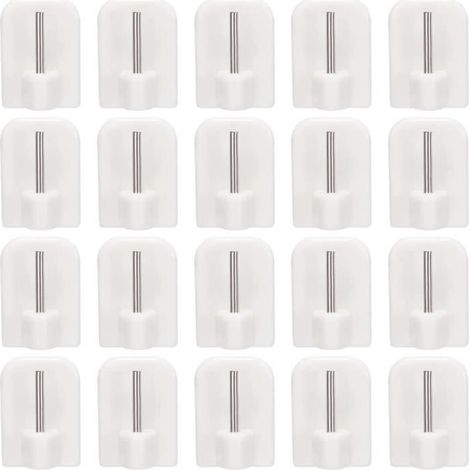 Lot de 20 Supports Crochets adhésifs Autocollant pour Tringle de vitrage Crochets de Fixation Auto-Adhésifs SMALL Pour Rideaux et (1/4)