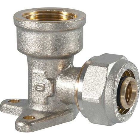 "RACCORDO CURVO FEMMINA FLANGIATO A COMPRESSIONE PER TUBO MULTISTRATO TDM 3/4"""" x Ø20 (2,0) mm"