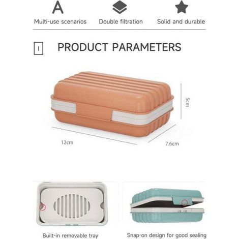 Porte-savon de voyage - - Couvercle hermétique - Drainage automatique - Plastique PP&PE - 11,4x6,4x4,1 cm (1/4)