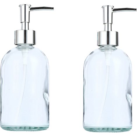 1 Distributeur de savon, pompe anti-rouille, verre transparent, 410ml, cuisine salle de bain (1/5)