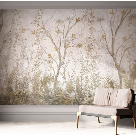 Tapete adhésive moderne pour salon et chambre à coucher Décoration rapide avec colle Coin de forêt 312x219 cm (1/5)