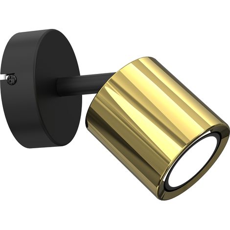 Spot mur/plafond noir-laiton orientable GU10 8W Demia