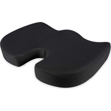 Orthopädisches Steißbeinkissen – Optimierter viskoelastischer Schaumstoff – Für Bürostuhl, Rollstuhl, Flugzeugstuhl – 45 x 35 cm – Schwarz (1/5)