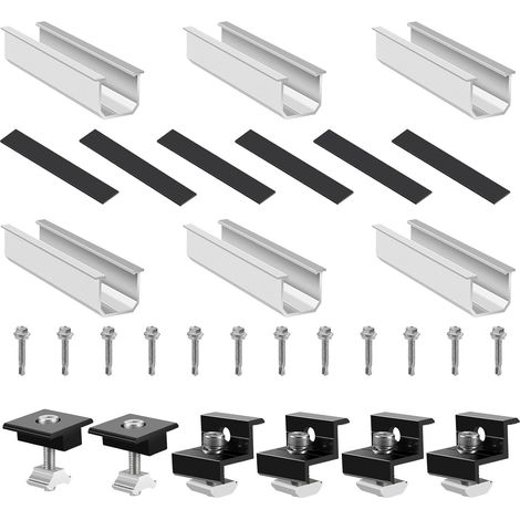 Soporte para panel solar, kit de montaje solar, soporte ajustable de 30-35 mm, para 2 paneles fotovoltaicos, con tuercas y tornillos, soporte para central eléctrica de balcón