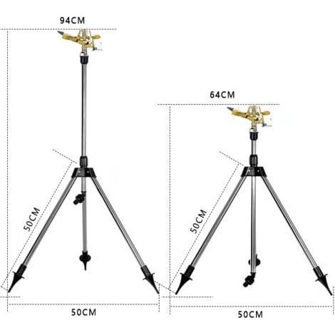 Arroseur sur Trépied,Arroseur Oscillant,Pistolet arrosage Jardin,Arroseur de Jardin sur trépied télescopique en Laiton,Rotatifs Automatiques À 360 Degrés pour Cour, Jardin, pelouse (1/3)