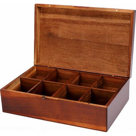 Boîte à Sachets de thé en Bois, Organisateur de Sachets de thé Multi-compartiments avec Couvercle Rabattable, Support de de en Bois pour Comptoir de Cuisine, Bureau, Garde-manger, Stocke les (1/5)