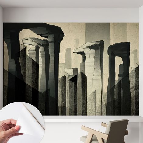 Tapete adhésive moderne pour salon et chambre à coucher Décoration rapide avec colle Architecture brute 152x104 cm (1/5)