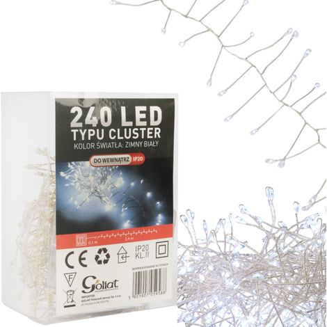 Lampen 240 LED 2,4 Meter Cluster RICE kaltweiß batteriebetrieben (1/5)