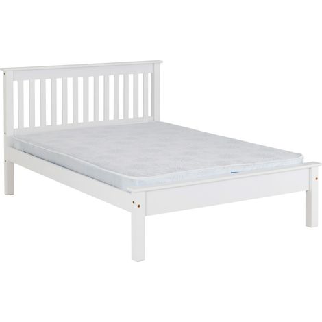 Monaco 4 Feet 6 Inches Bed Low Foot End - L204 x W148 x H102.5 cm - White (1/5)