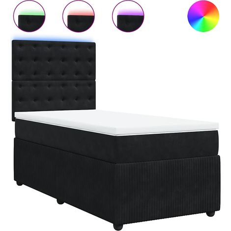 Maison Exclusive - Giroletto a Molle con Materasso Nero 90x200 cm in Velluto (1/5)