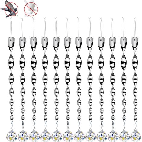 24 Pièces Effaroucheur Oiseaux Réfléchissant+Boule de Cristal Répulsifs Oiseaux Réfléchissants Set, Répulsifs réfléchissants, Effaroucheur Oiseaux, éloignez Les Oiseaux (24Pôle) (1/5)