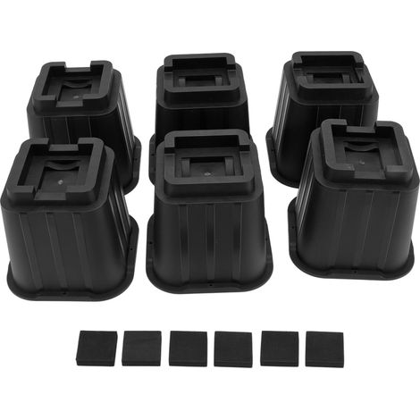 Lot de 6 rehausseurs de meubles multifonctionnels noirs de 12,7 cm de haut, rallonges de pieds, rehausseurs de table, tapis de support pour canapé de bureau ou de maison