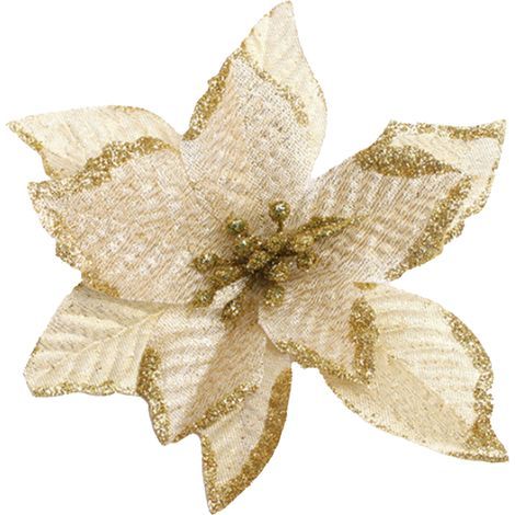 Gold-edged Christmas accessories, Christmas tree flowers, Christmas decorations, gold glitter Christmas flowers, Christmas wreath accessories (1/5)