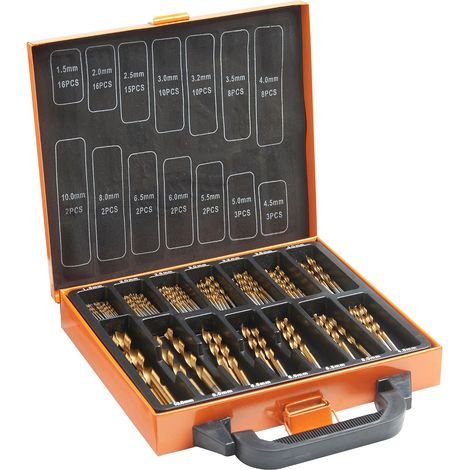 Juego de brocas para metal con estuche de transporte - Juego de brocas para metal - 99 brocas de acero de alta velocidad de 1,5 a 10 mm con revestimiento de titanio - Para taladrar madera, mampostería (1/5)