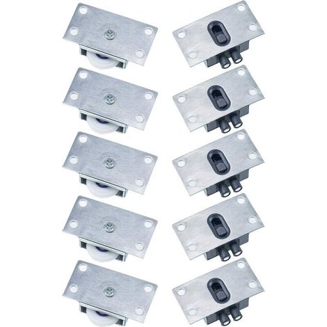 5 Paar Schiebetürrollen für Möbel, Fenster, rostfrei, geräuscharm, verschleißfest, für Kleiderschrank, Schrank, Fenster (Silber)