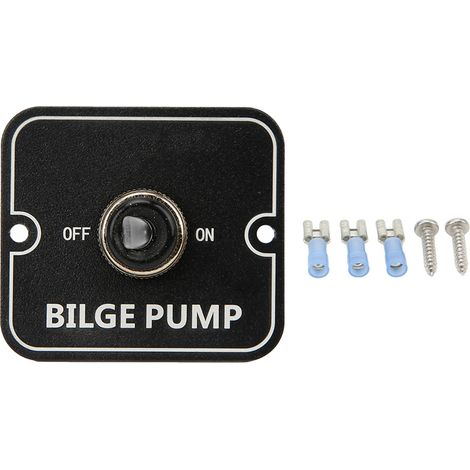 Interrupteur de commande de pompe de cale 12 V/24 V avec voyant LED, boîtier noir sécurisé, manuel, panneau en aluminium (1/5)