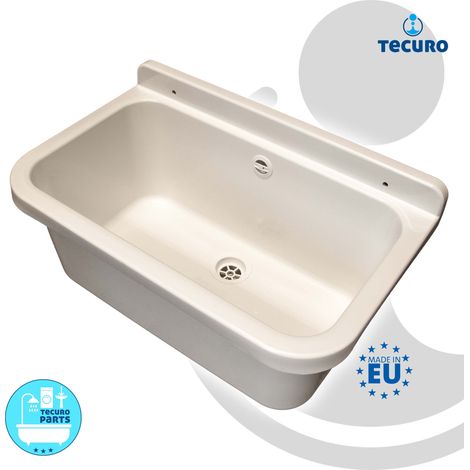 tecuro Ausgussbecken P55W, weiß, mit Ablaufgarnitur und Siphon, 18 Liter, 550x340x210 mm (1/5)