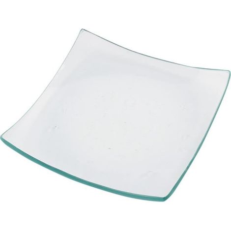 Assiettes carrée en verre transparent à bords arrondis. réf 55775