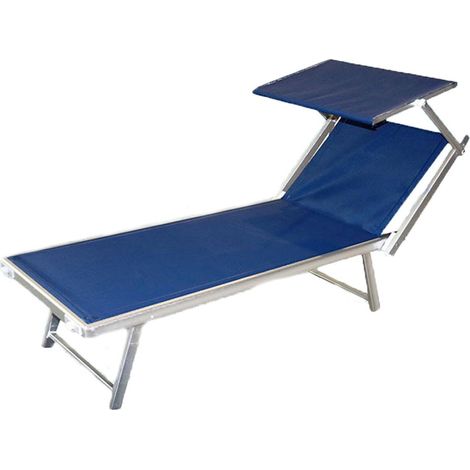 Lettino da giardino prendisole sdraio piscina mare con tettuccio e schienale regolabili (1/5)