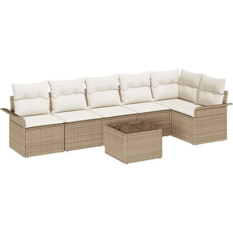 Maison Exclusive - Garten-Sofa-Set mit Kissen mit Speicher 7 pcs