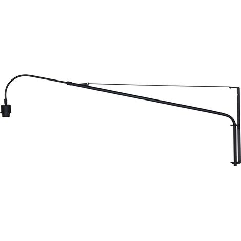 Applique murale extensible noir en métal – Douille E27 inclinable – Cordon 180 cm avec interrupteur – Pour salon et entrée – Steinhauer