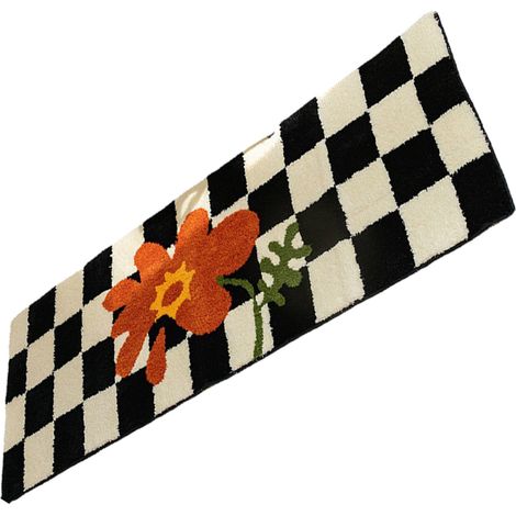 Eckteppich, schwarz-weiß kariert, Vintage-Design, saugfähig, fleckenabweisend, 40 x 120 cm, geeignet für Wohnzimmer, Zimmertyp 4 (1/5)