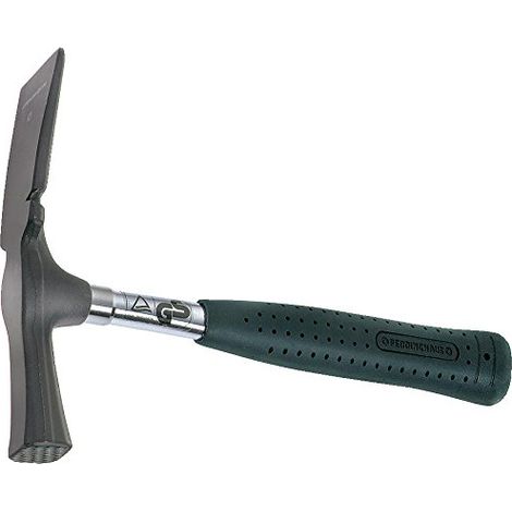 Marteau de maçon face plate modèle avec manche en tube d'acier, Noir/Argent, 690 g