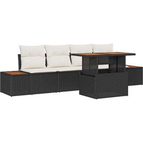 Garden Sofa Set 5 pcs Black and Beige vidaXL (1/5)