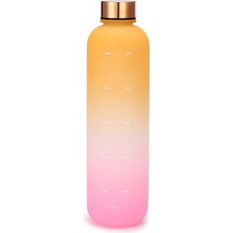 Wiederverwendbare Wasserflasche für Kinder und Schüler, trendige, mattierte Farbverlaufsoptik, Kupferdeckel, für Outdoor-Sport und Wandern, leichter Kunststoff, 500 ml (1/4)