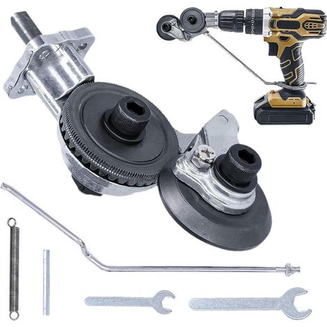 Grignoteuse de Tôle, Coupe-plaque de Perceuse Électrique Coupe-grignoteuse Tôle à Double Tête pour Couper de Fer, Acier, Cuivre, Aluminium (Convient pour perceuse au lithium 12V/21V) (1/5)