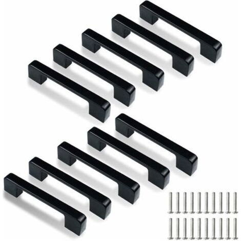 10 schwarze Möbelgriffe, 96 mm Möbelgriffe, Möbelgriffe, Küchenschrankgriffe aus Edelstahl, Schrankgriffe, schwarze Griffe, Kleiderschrankgriffe