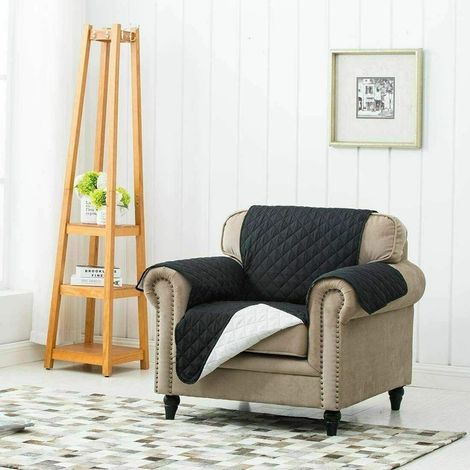 Black Quilted Armchair Cover (1/4)