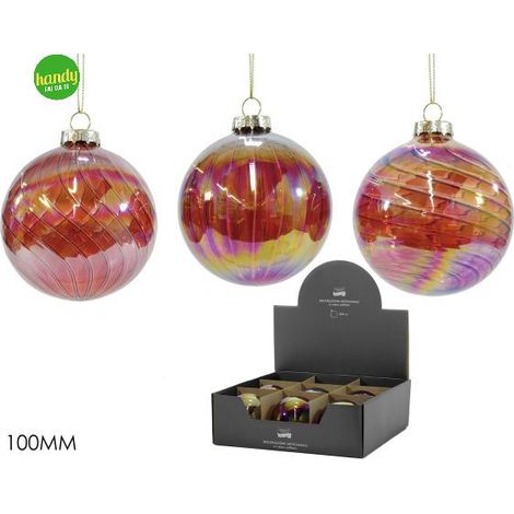 Sfera in Vetro General Trade Ø 100mm Rosso Modelli Assortiti