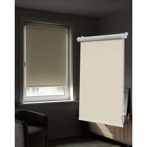 Manuelles Verdunkelungsrollo – 1 Stück – Cremeweißes Polyester – Sonnenschutz ohne Bohren – Wohnzimmer, Schlafzimmer, Büro – 50 x 220 cm (1/5)