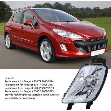 NALOOKAMIC Ensemble de Feux Antibrouillard Avant pour Peugeot 308 2008-2013 (Gauche 9670528380)