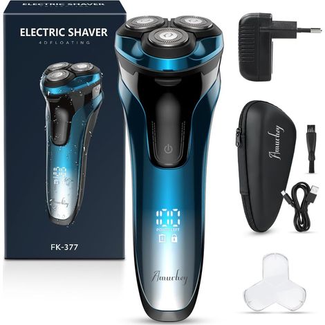 Men's Electric Shaver- 270min Battery Life/Charger/Travel Case Wet and dry electric shaver with foldable beard trimmer, 5D swivel head, LCD screen (1/5)