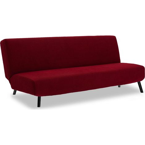 Housse De Canapé Sans Bras,Pliant Canapé-Lit Extensible Housse De Canapé Clic Clac 3 Places Protect Jacquard Housse De Canapé(Rouge Foncé)M