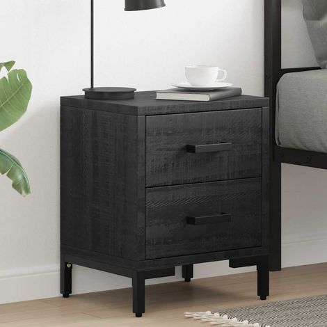 Tables de chevet x2 avec 2 tiroirs en bois de pin massif noir 36 x 30 x 45 cm - PANGIVO (1/5)