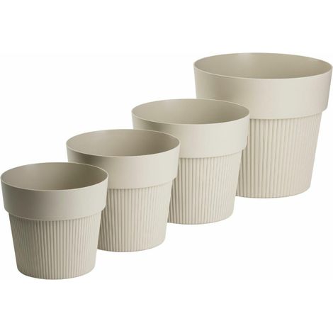 SILVA LINE recyceltes beigefarbenes Blumentopf-Set, 4-teilig.