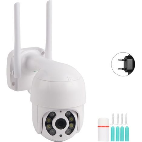 Caméra de sécurité dôme PTZ étanche 2 pouces 1080P WiFi avec 8 LED, compatible ICSee (1/5)