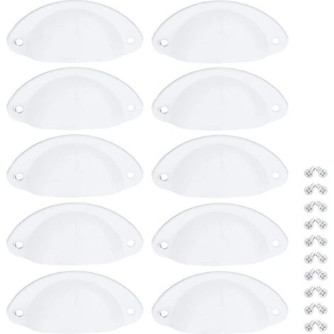 Lot de 10 poignées de tiroir vintage en forme de coquillage, 82 mm, avec vis (1/4)