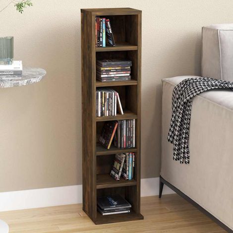 Armoire à CD-Étagère range CD-Meuble de rangement Chêne fumé 21x20x88 cm Bois d'ingénierie 570633 (1/5)