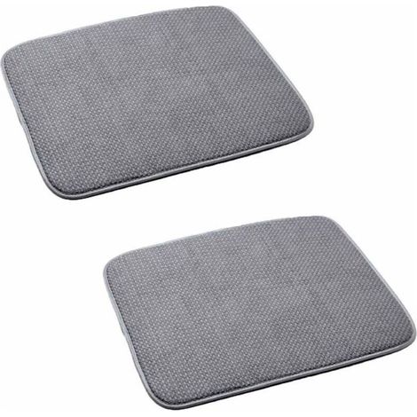 Tapis de Séchage Ultra Absorbant pour Évier de Cuisine, 40 x 46 cm, Lavable en Machine, Lot de 2, Gris