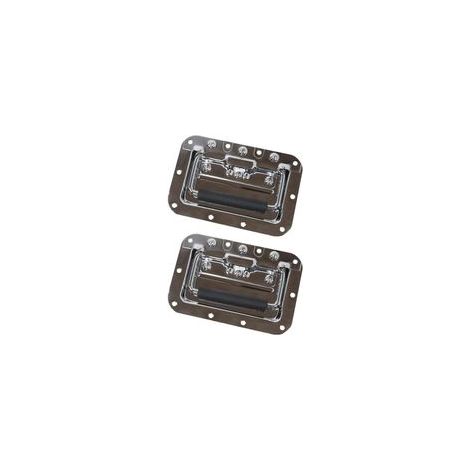Lot de 2 poignées pliantes - Plateau encastrable - Ressort -16 x 10,7 cm - Argent (1/3)