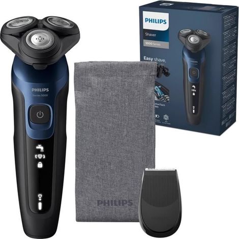 Rasoir électrique - Philips - Series 5000 - Wet & Dry - Bleu métallisé - Tondeuse de précision (1/4)