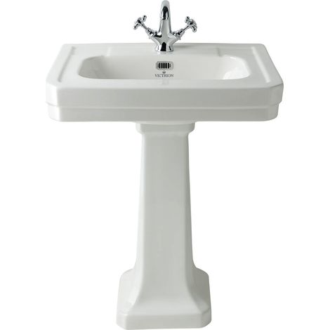Bayswater Victrion Basin with Full Pedestal 640mm Wide - 1 Tap Hole
