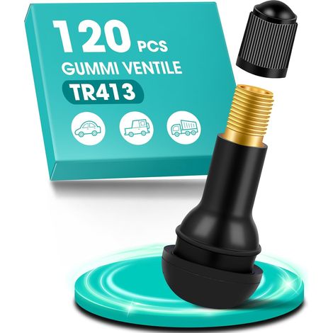 120 Pièces Valve Pneu Voiture, Valve Tubeless Pneu, Trou de Jante de 11,3 mm, jusqu'à 4,5 Bars, Caoutchouc Snap-in Jantes pour la Plupart des Voitures (1/5)