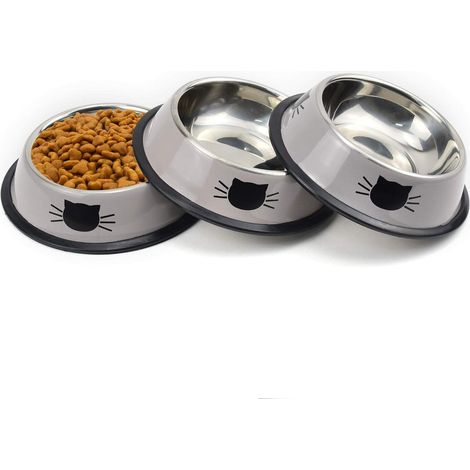 Bol Pour Chat - Acier Inoxydable - Antidérapant - Empilable - Pour Nourriture Et Eau - Convient Chat Chiot Petit Chien - Lot De 3 (1/5)