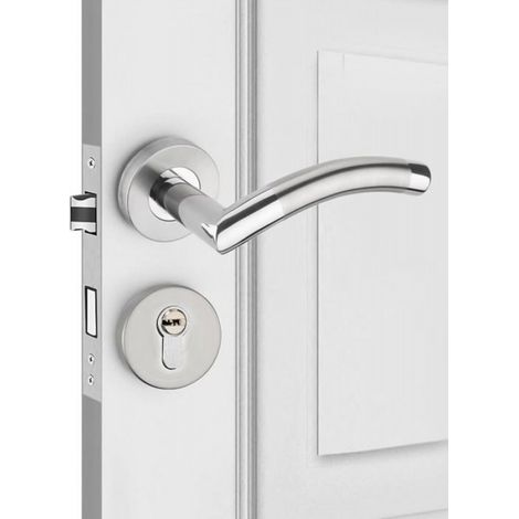 Poignée De Porte - Acier Inoxydable - Pour Portes Intérieures Salon Chambre Salle De Bain - 134 mm - Argent - 1 Paire (1/3)